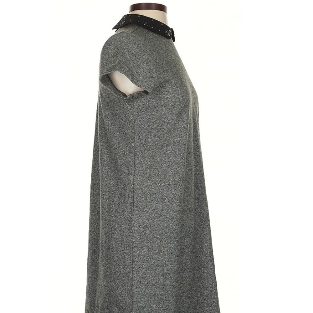 NWT LOFT Embellished Black Peter Pan Collared Knit Shift Dress in Gray Size L - Picture 13 of 13